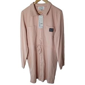 Juicy Couture Dress XL Kittenish Knee Length Serenity Ribbed Pink Button Down